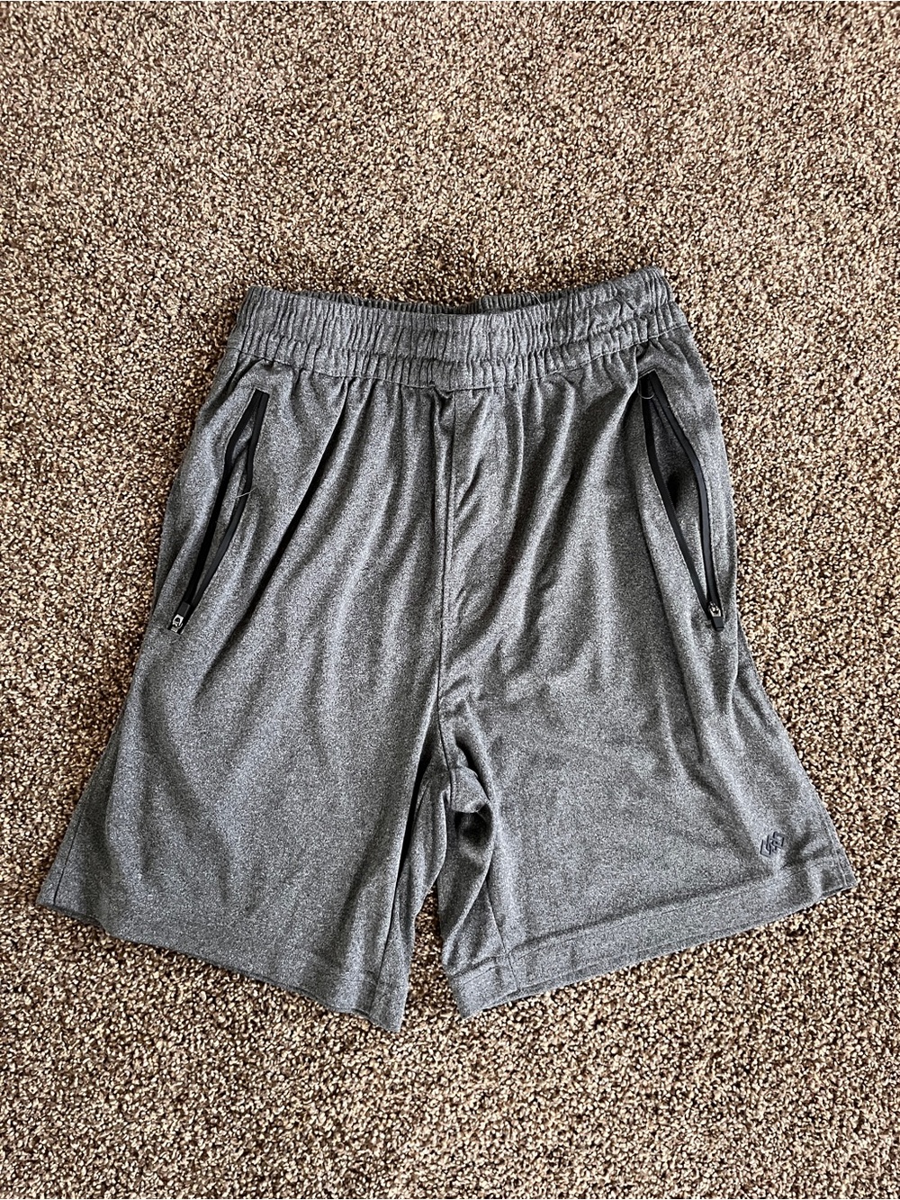 Leg3nd Men's Athletic Grey Zip-Pocket Performance Shorts